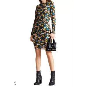 Ted Baker TTINNA Ruched Front Dress Floral Dress Size 3 USA 8